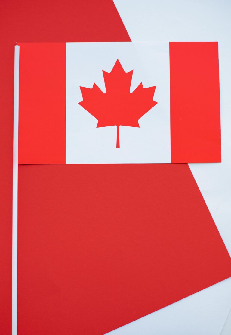 A crisp close-up photo of the Canadian flag, emphasizing the red and white colors.